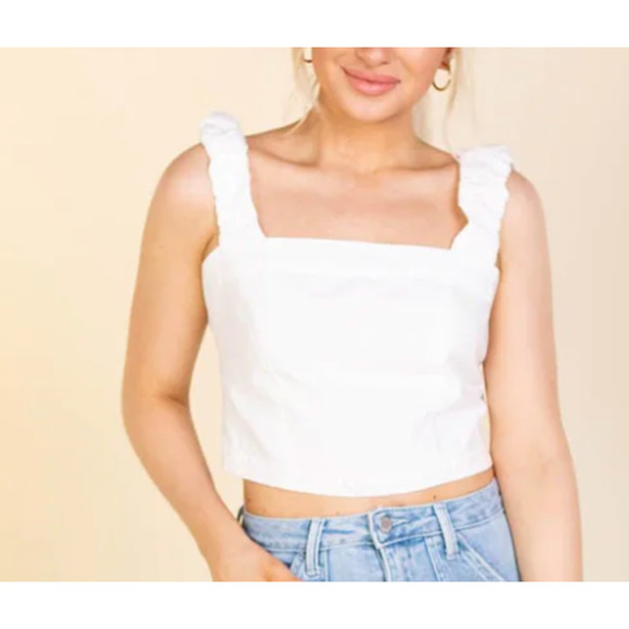 Free People cropped ASHLEY TANK TOP | Size L White, NEW N1 - Picture 5 of 8